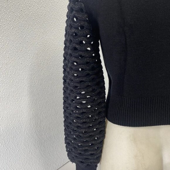 NEW MARIA PAVAN Womens Sequin Braided Long Sleeve Soft Sweater Size M Black - Picture 3 of 12